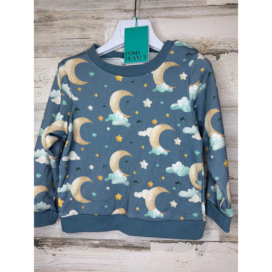 Posh Peanut Sweatshirt Kids 4T Blue Moon Star Celestial Bamboo Core NWT0