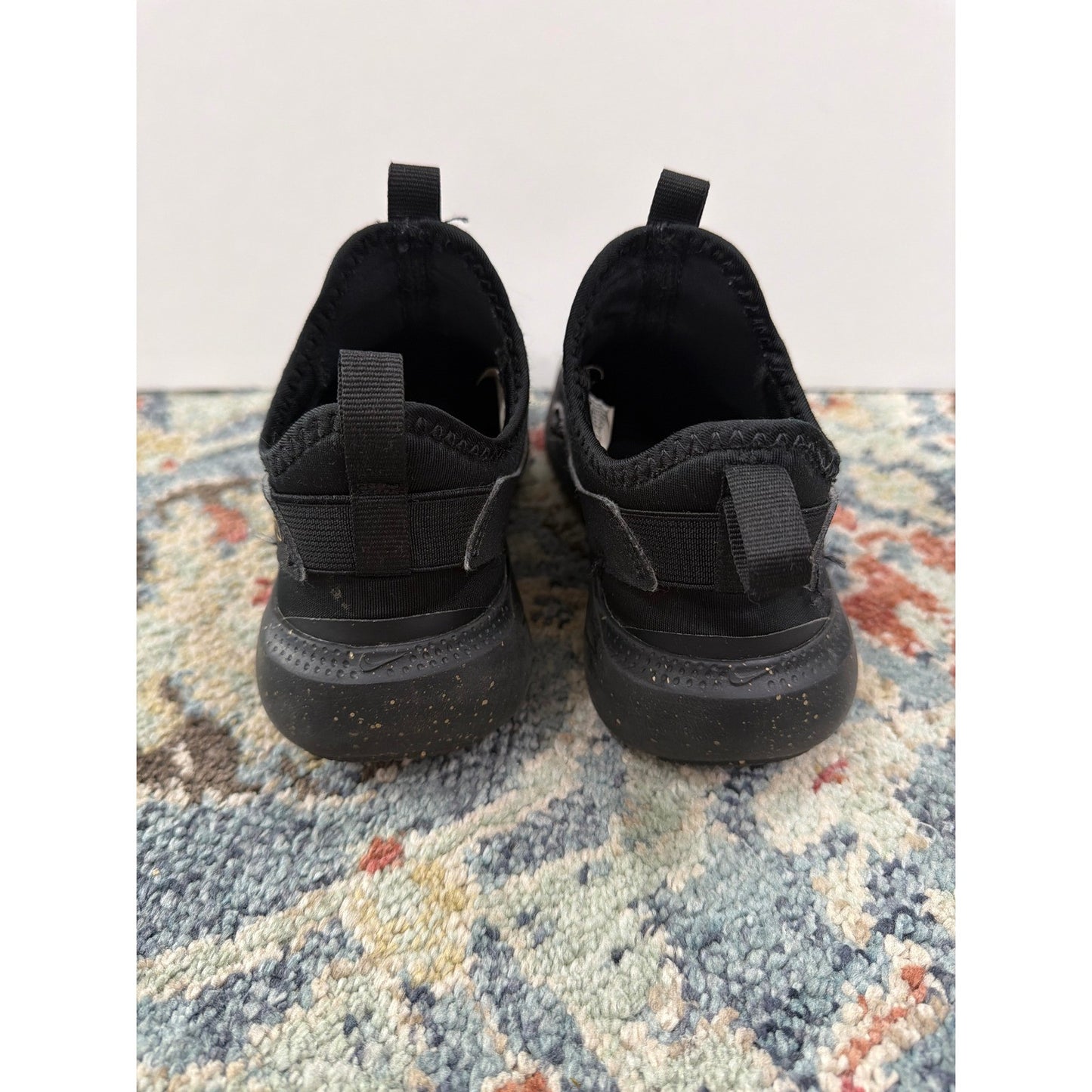 Nike WearAllDay Sneaker Boys Fit like Size 12 Black Gold Slip On Athletic GUC*3