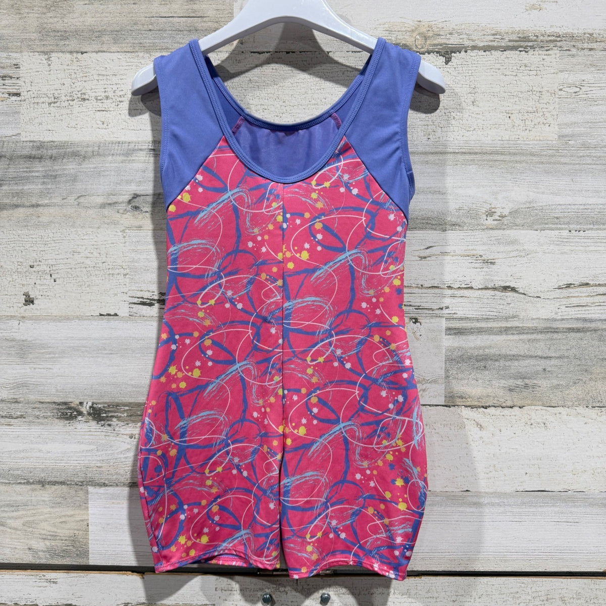 Cat & Jack Unitard Girls L 10/12 Pink Purple Abstract Gymnastics Dance EUC3