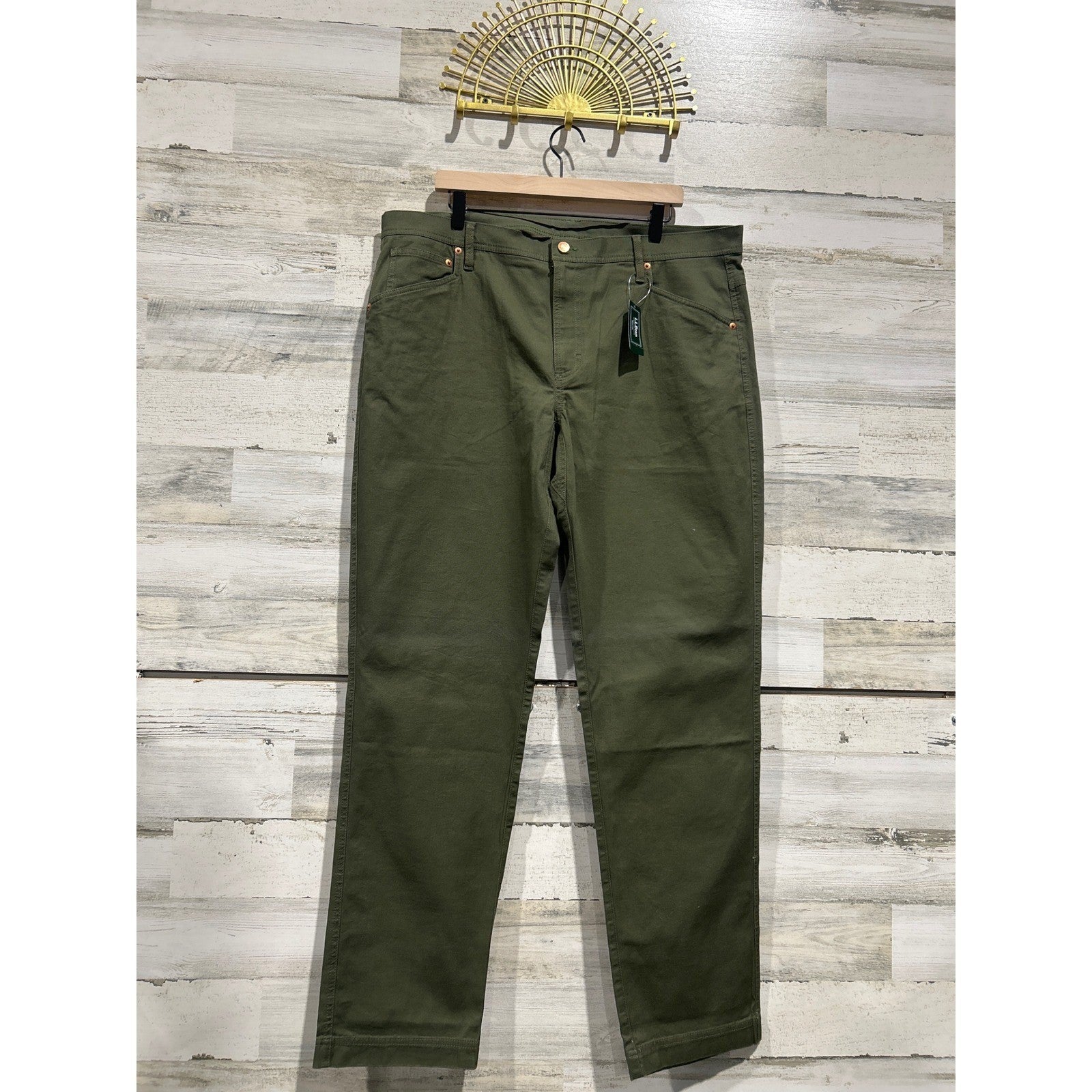 L.L. Bean Canvas Pants Mens 40x34 Green 5-Pocket Gorpcore NWT *Flawed*0