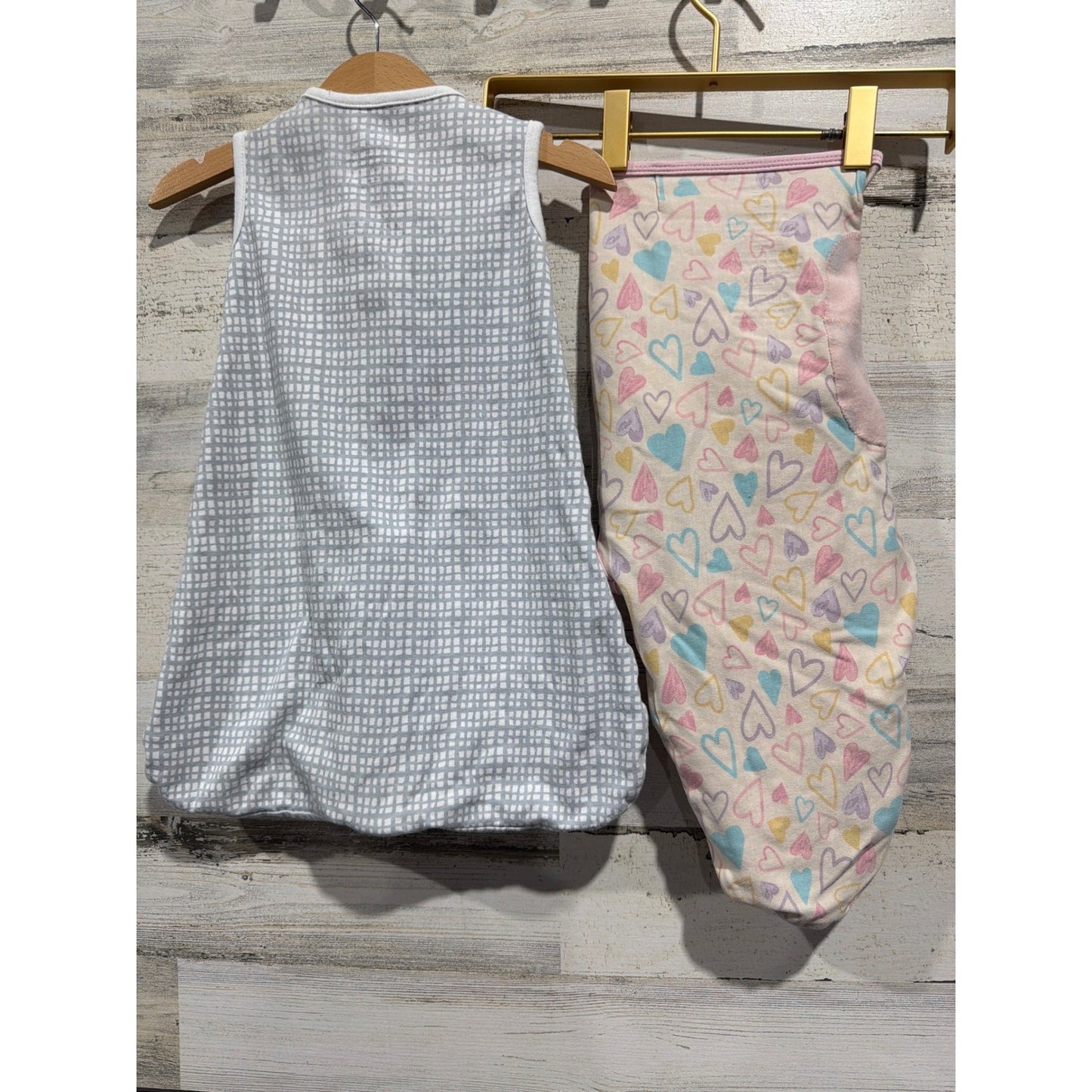 SwaddleMe Sleep Sack Swaddle Bundle Baby Girl 0-3M Pink Grey Hearts Grid3
