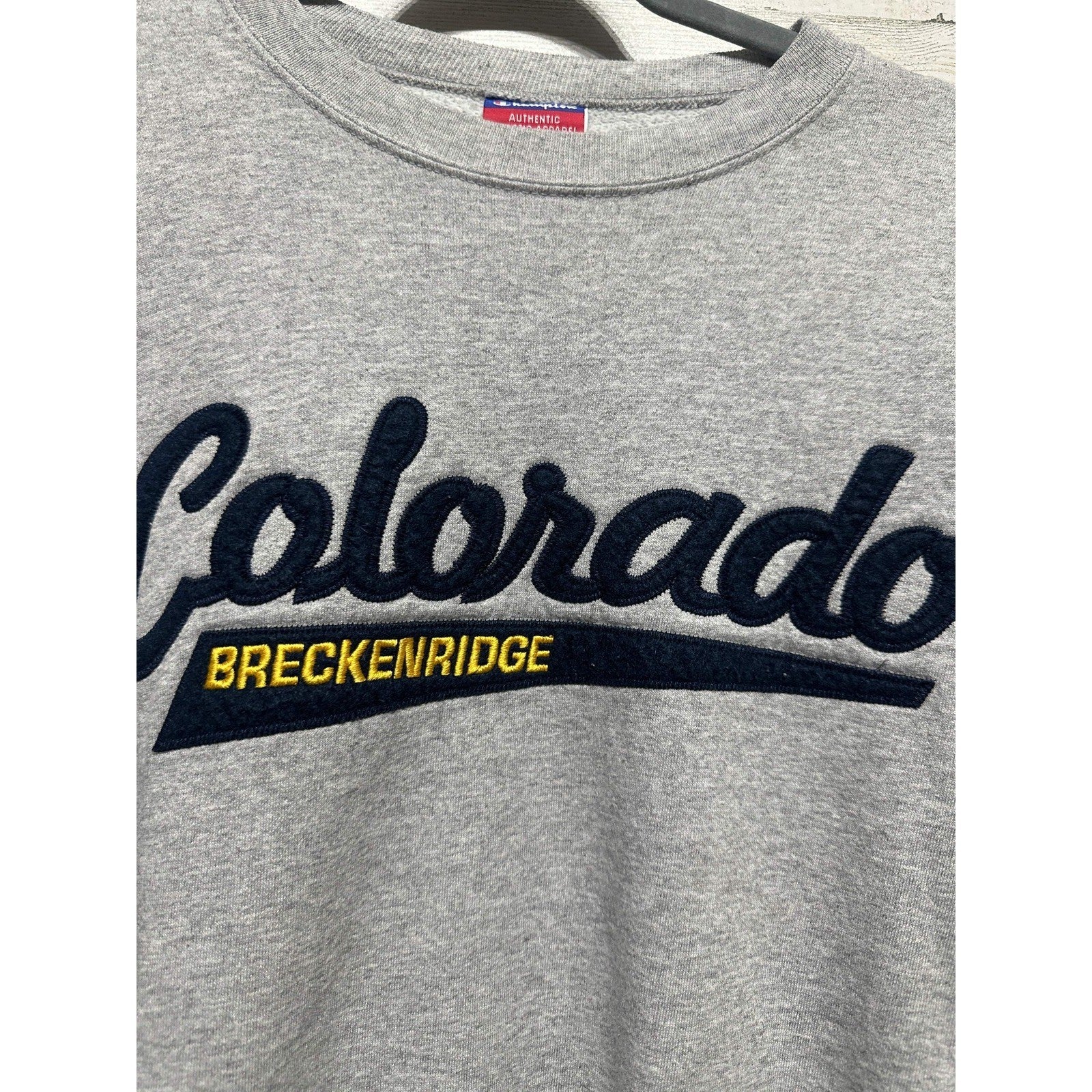 Champion Sweatshirt Women Medium Gray Colorado Breckenridge Spellout1
