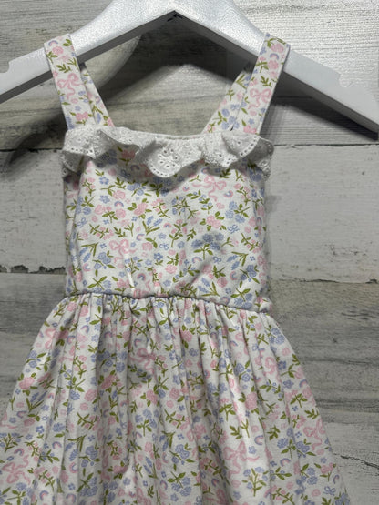 Serendipity Floral Dress and Bloomers Set Girls 9m Pink Blue Eyelet Lace EUC1