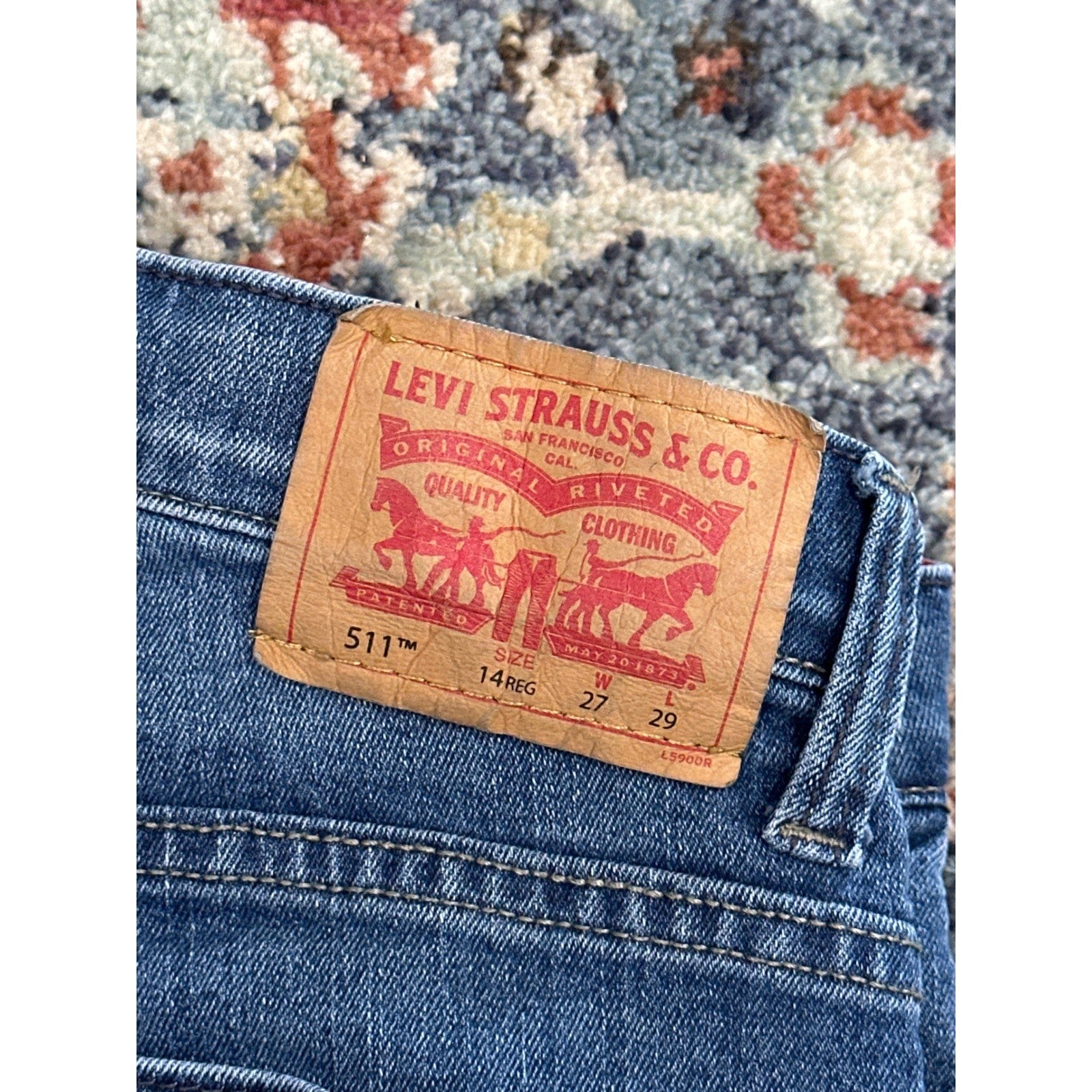 Levi's 511 Slim Fit Jeans Kids 14 Regular Blue Medium Wash Adjustable Waist1