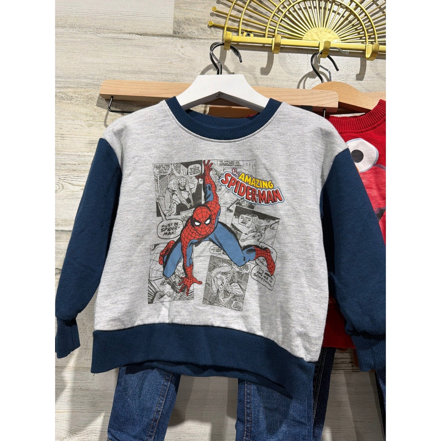 Mickey Elmo Spiderman Old Navy Boys 18-24M Sweatshirt Jeans Bundle Characters1
