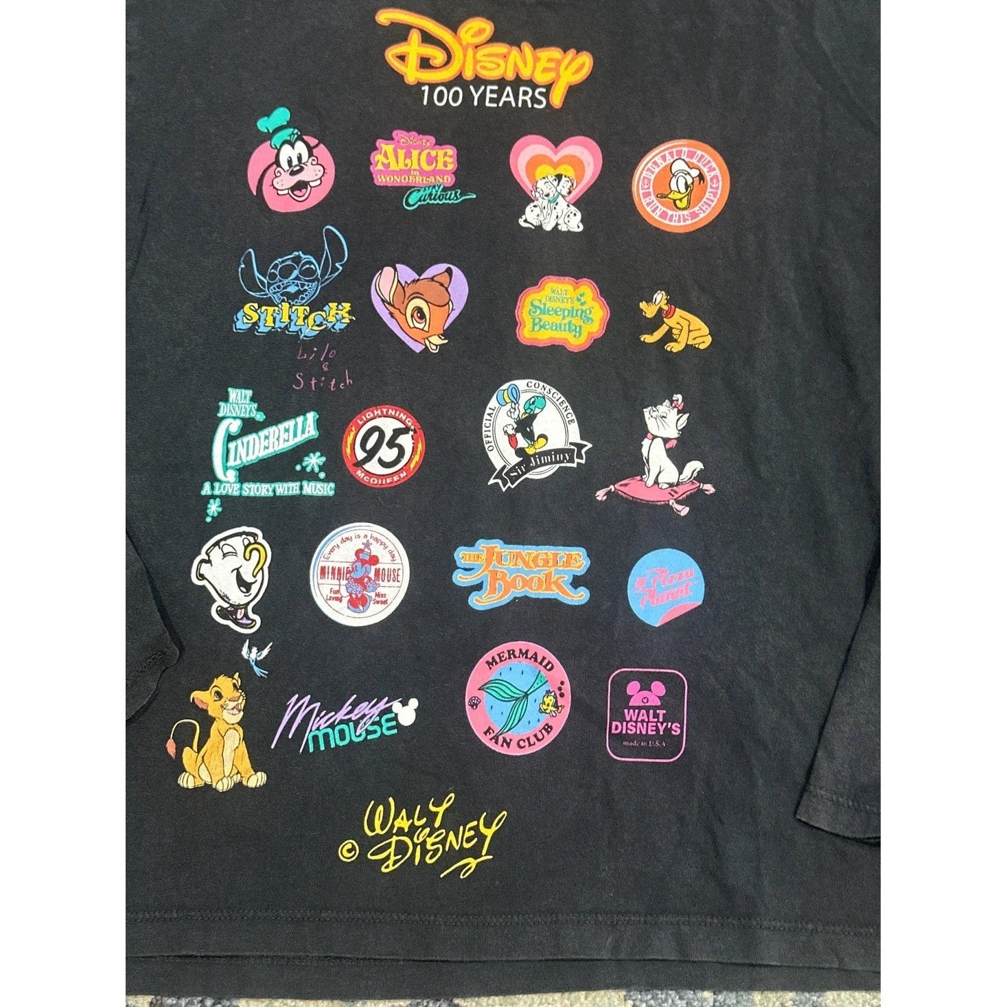Zara Disney 100 Years Shirt Kids 9-10 Black Graphic Long Sleeve EUC1