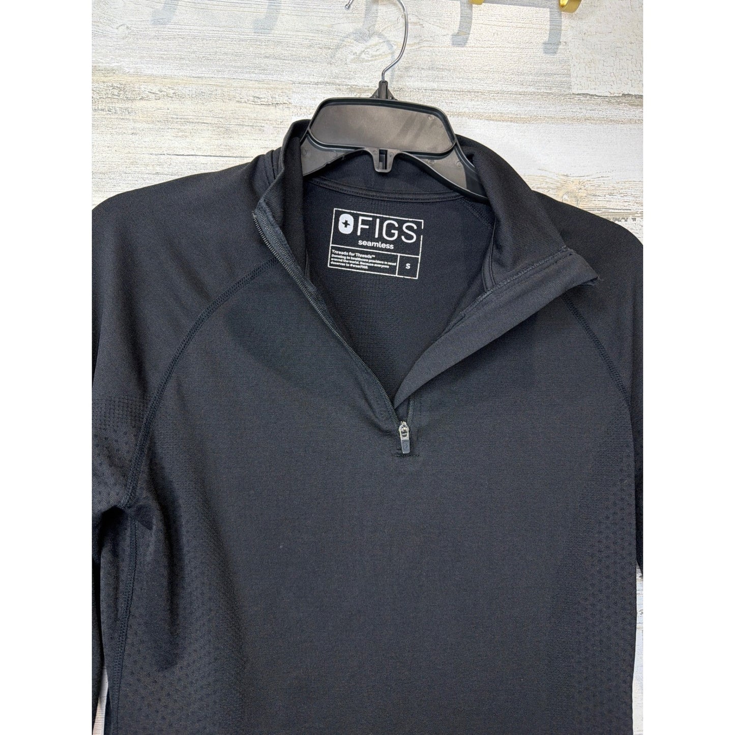 Figs Seamless Quarter Zip Women Small Black Long Sleeve Pullover Medcore EUC2