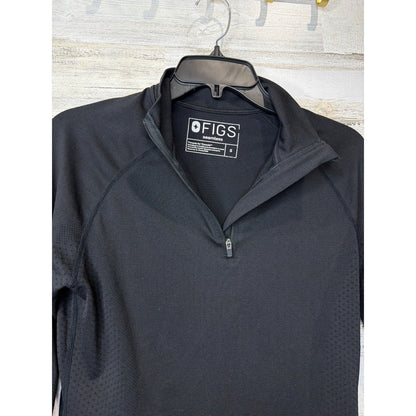 Figs Seamless Quarter Zip Women Small Black Long Sleeve Pullover Medcore EUC2