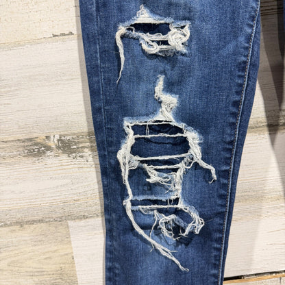 American Eagle Next Level Stretch Skinny Jeans Women 4 Distressed Denim EUC2