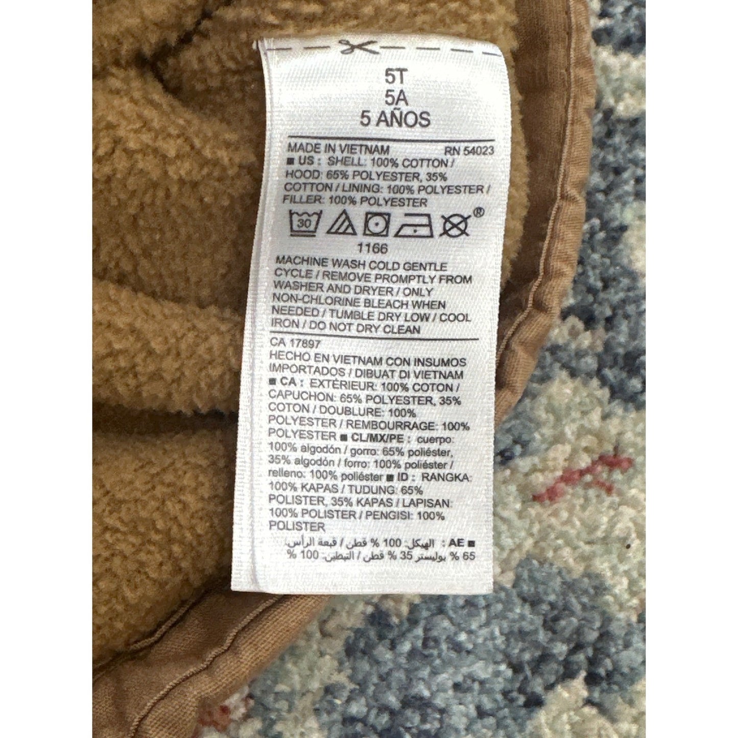 Old Navy Puffer Vest Boys 5T Brown Sherpa Lined Hooded Quilted EUC3