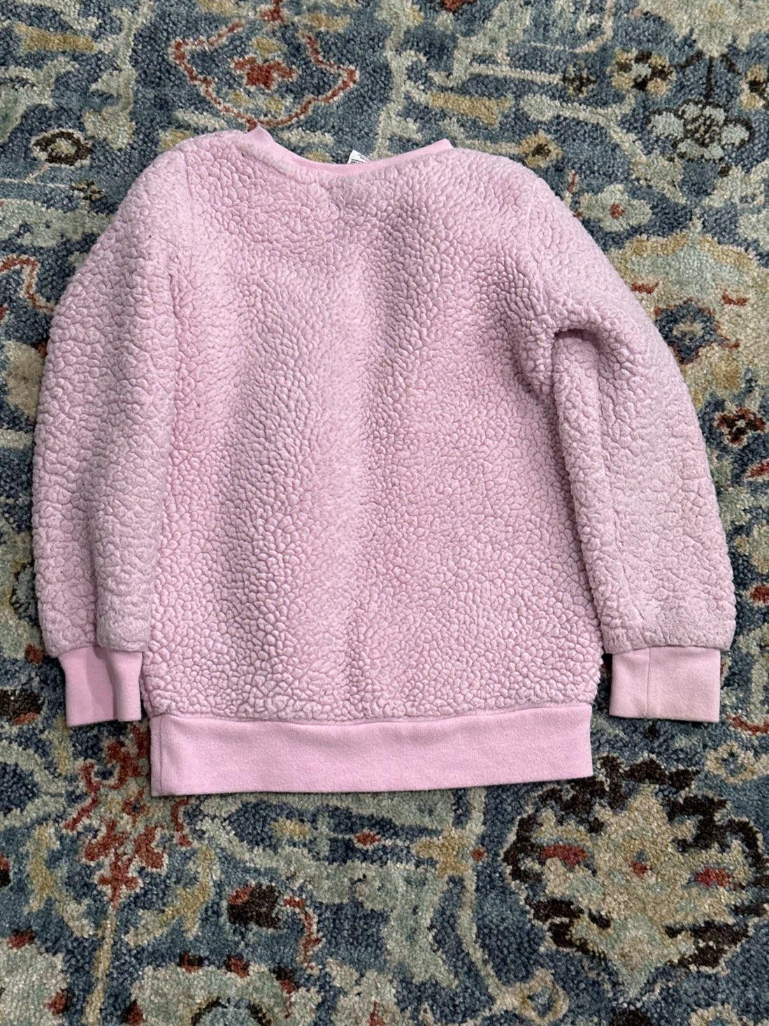 Nike Sherpa Fleece Sweatshirt Girls Size 5 Pink Embroidered Logo EUC3