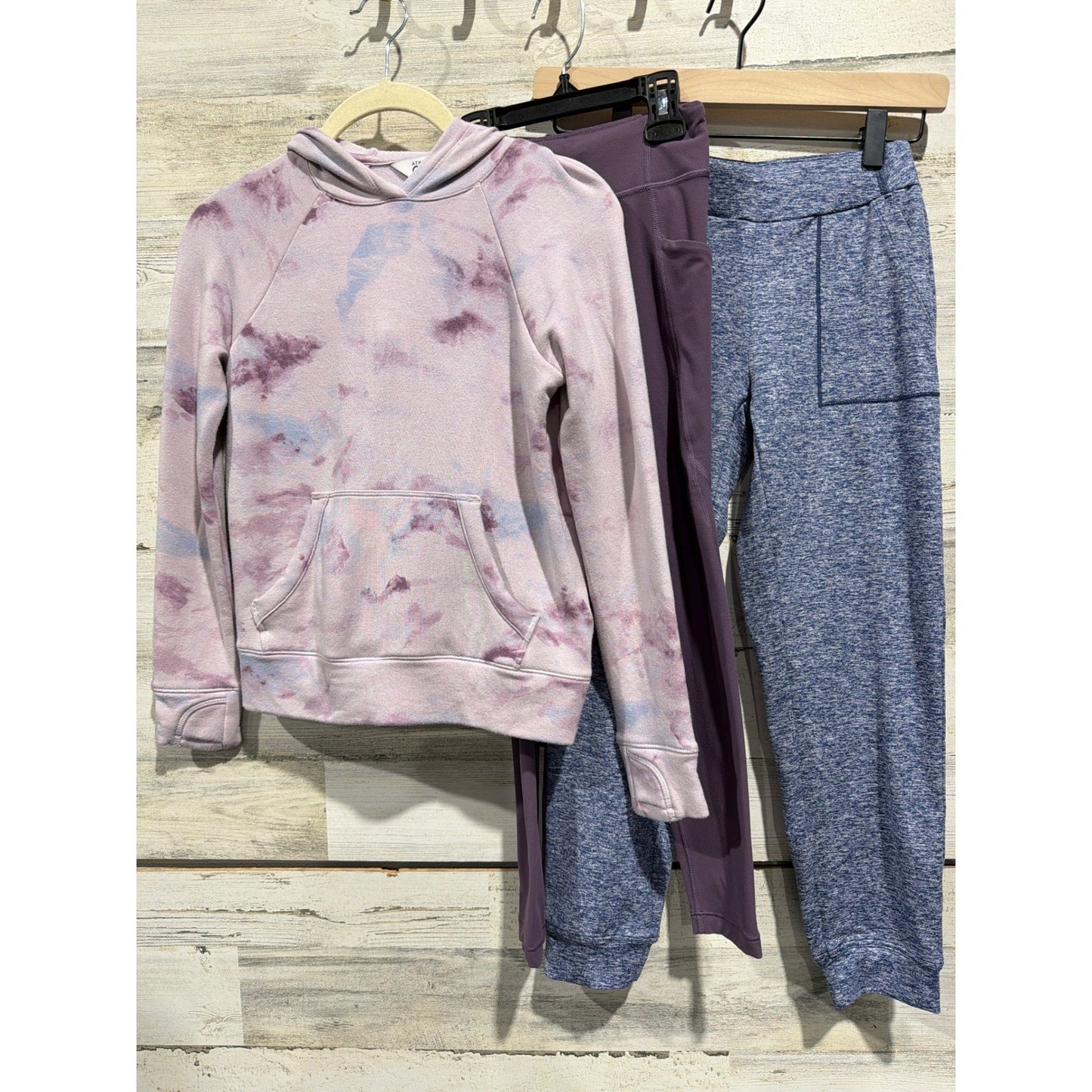 Athleta Girl Bundle Size 7 Small Purple Blue Hoodie Leggings Joggers Active EUC0