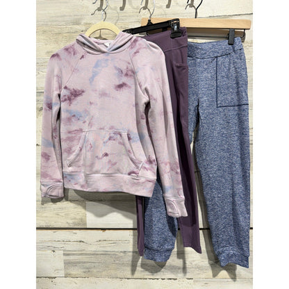 Athleta Girl Bundle Size 7 Small Purple Blue Hoodie Leggings Joggers Active EUC0