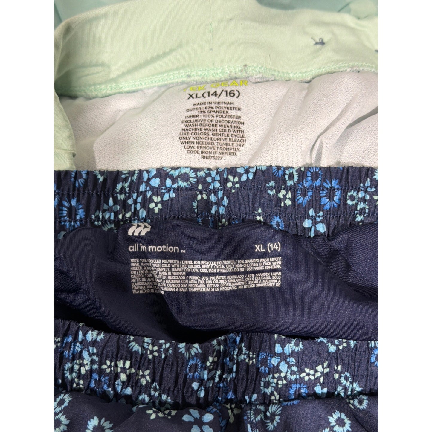 All In Motion Tek Gear Active Shorts Bundle Girls XL 14 Camo Floral EUC4