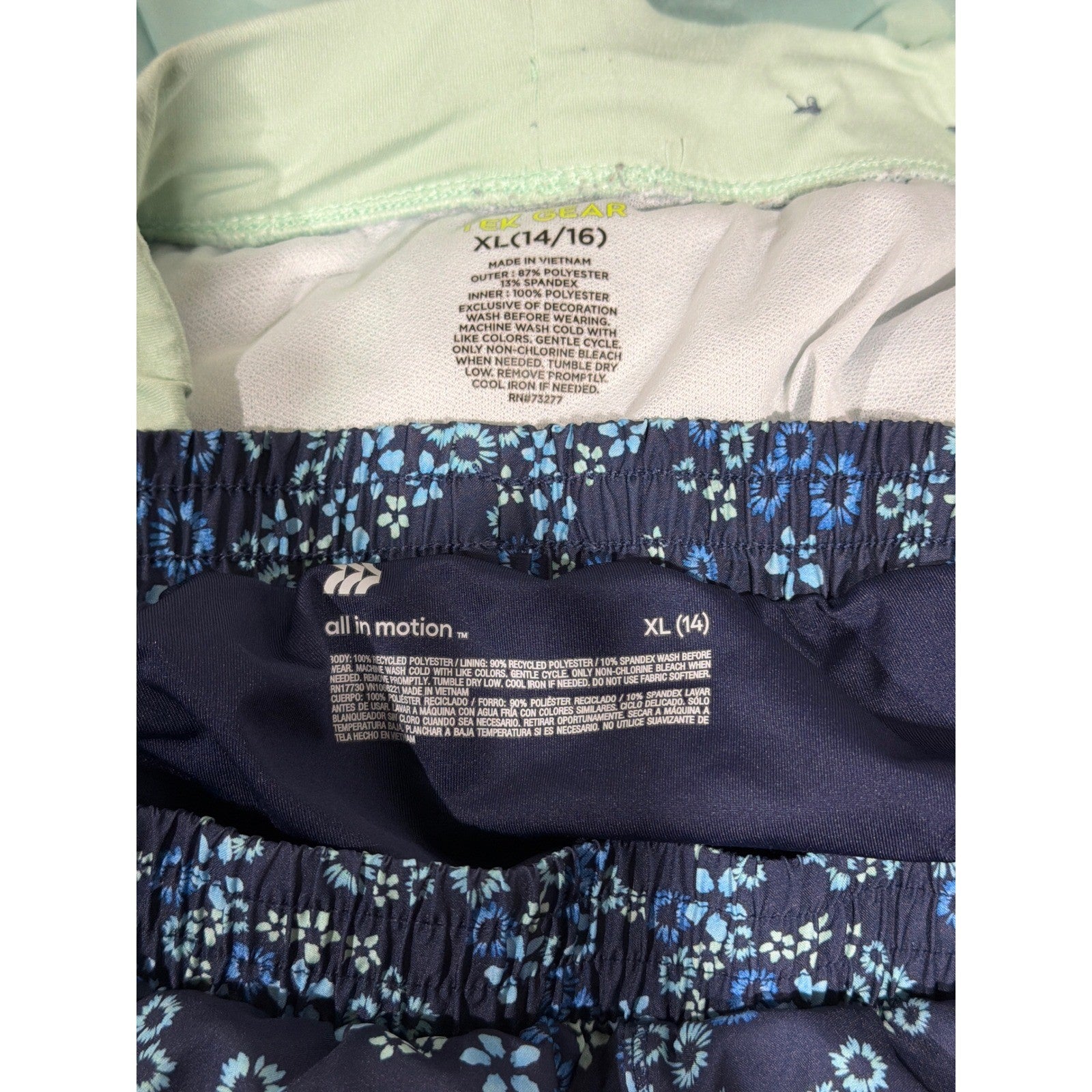 All In Motion Tek Gear Active Shorts Bundle Girls XL 14 Camo Floral EUC4