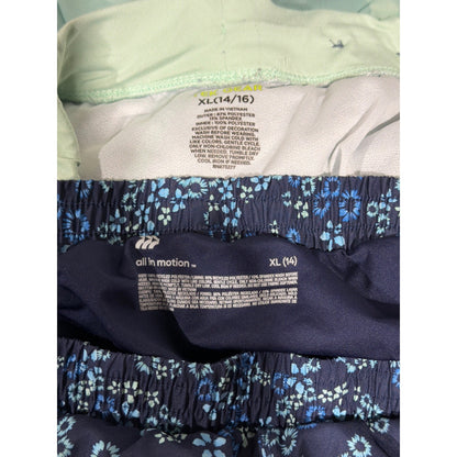 All In Motion Tek Gear Active Shorts Bundle Girls XL 14 Camo Floral EUC4