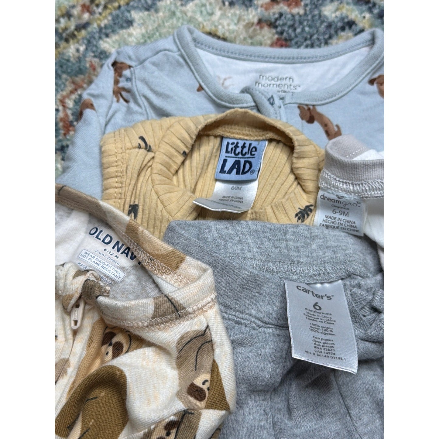 Old Navy Modern Moments Boys 6-12M Multi Animal Palm Romper Sleeper Bundle GUC4