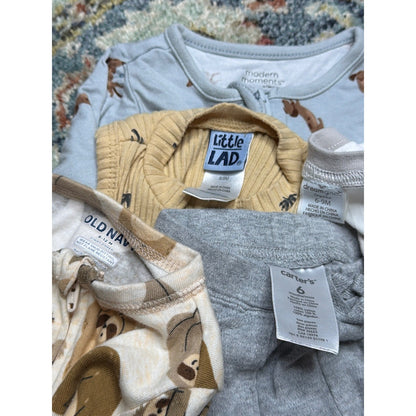 Old Navy Modern Moments Boys 6-12M Multi Animal Palm Romper Sleeper Bundle GUC4
