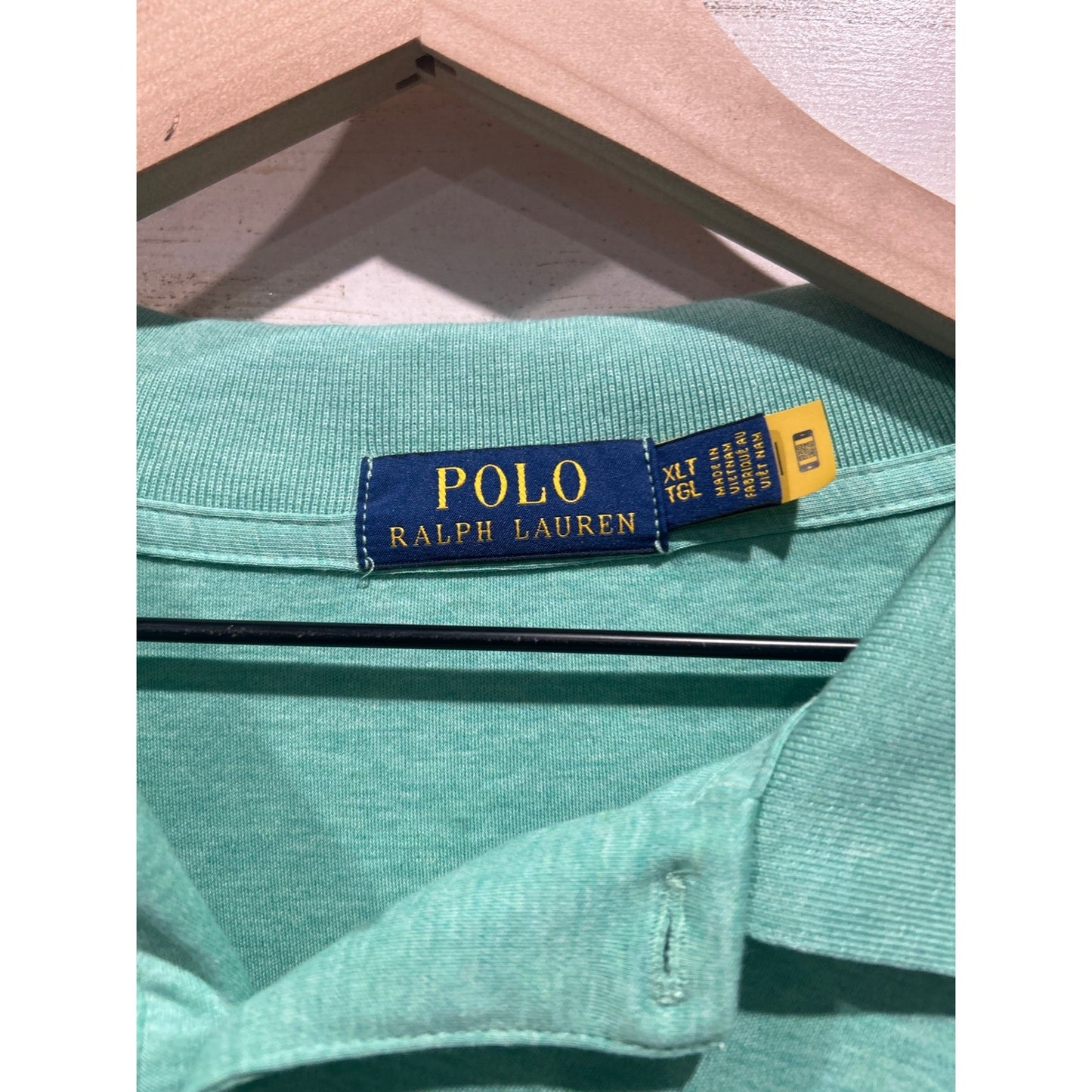 Polo Ralph Lauren Polo Shirt Men XLT Green Heathered Cotton Classic EUC1