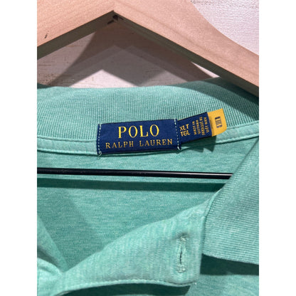 Polo Ralph Lauren Polo Shirt Men XLT Green Heathered Cotton Classic EUC1