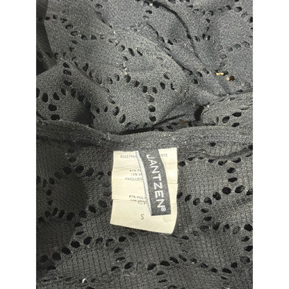 Jantzen Swim Cover-Up Women Small Black Crochet Eyelet Boho Whimsygoth4