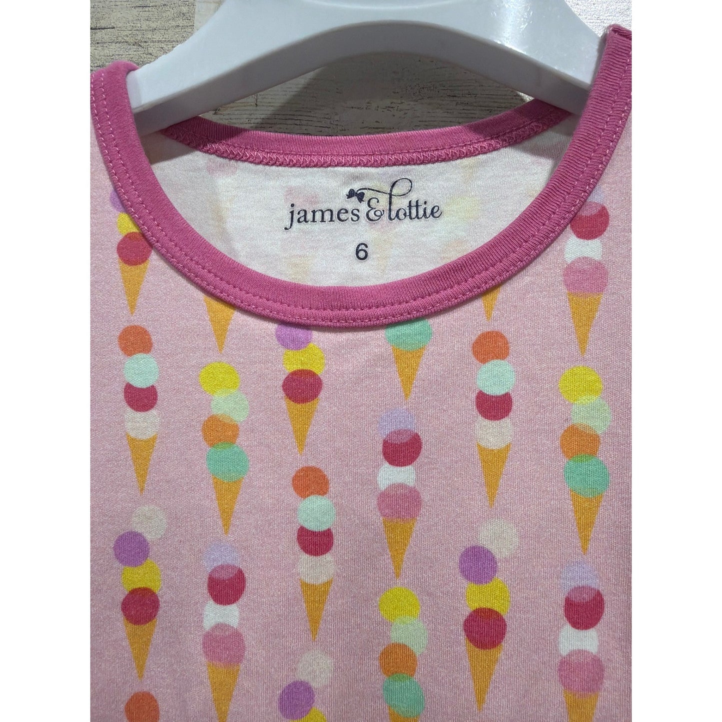 James and Lottie Dress Girls 6 Pink Ice Cream Pima Cotton Preppy EUC1