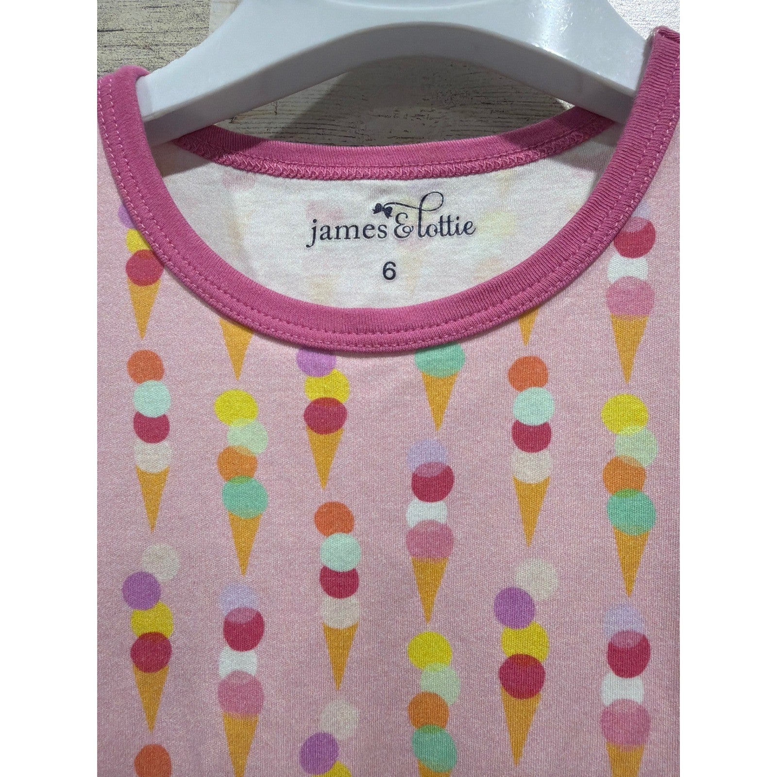 James and Lottie Dress Girls 6 Pink Ice Cream Pima Cotton Preppy EUC1