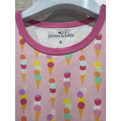 James and Lottie Dress Girls 6 Pink Ice Cream Pima Cotton Preppy EUC1