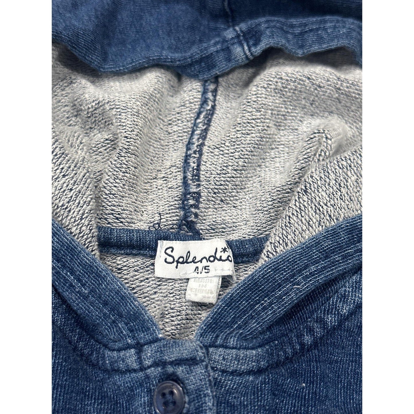 Splendid Hooded Ruffle Jacket Girls 4/5 Blue Button Up Peplum EUC1