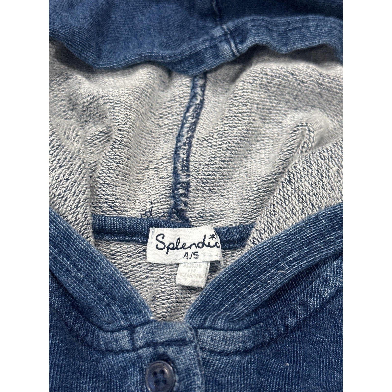 Splendid Hooded Ruffle Jacket Girls 4/5 Blue Button Up Peplum EUC1