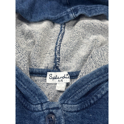 Splendid Hooded Ruffle Jacket Girls 4/5 Blue Button Up Peplum EUC1
