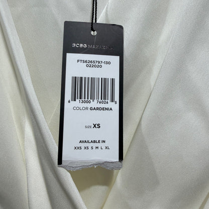 BCBGMAXAZRIA Gardenia Mini Dress Women XS White Satin Long Sleeve Flawed*2