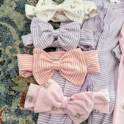 Starting Out Sleepers Headbands Girls Newborn Bundle Soft Pink Purple Floral EUC3