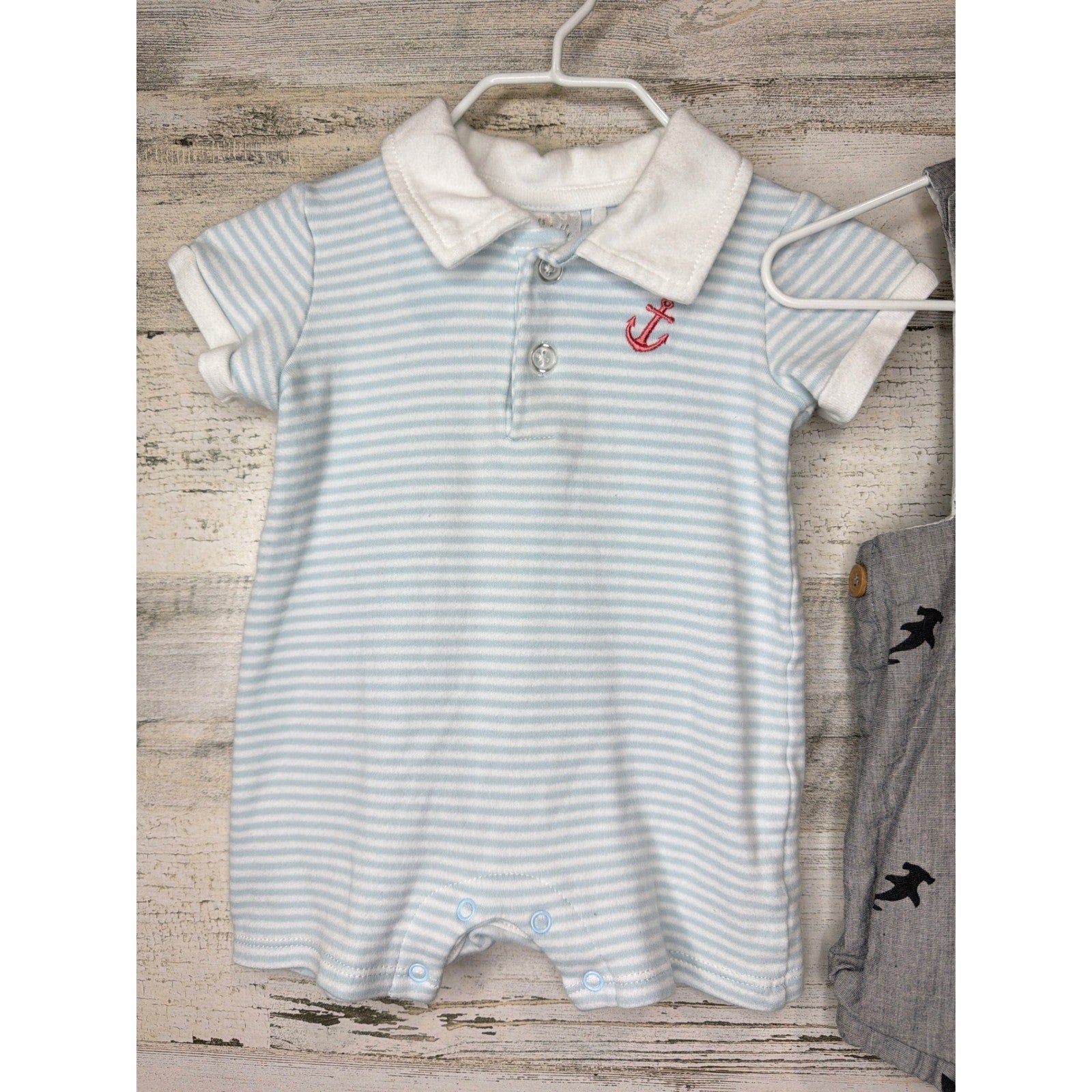 Tommy Bahama Tres Beau et Belle Romper Bundle Boys 3-6M Blue Grey Nautical2