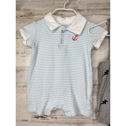 Tommy Bahama Tres Beau et Belle Romper Bundle Boys 3-6M Blue Grey Nautical2