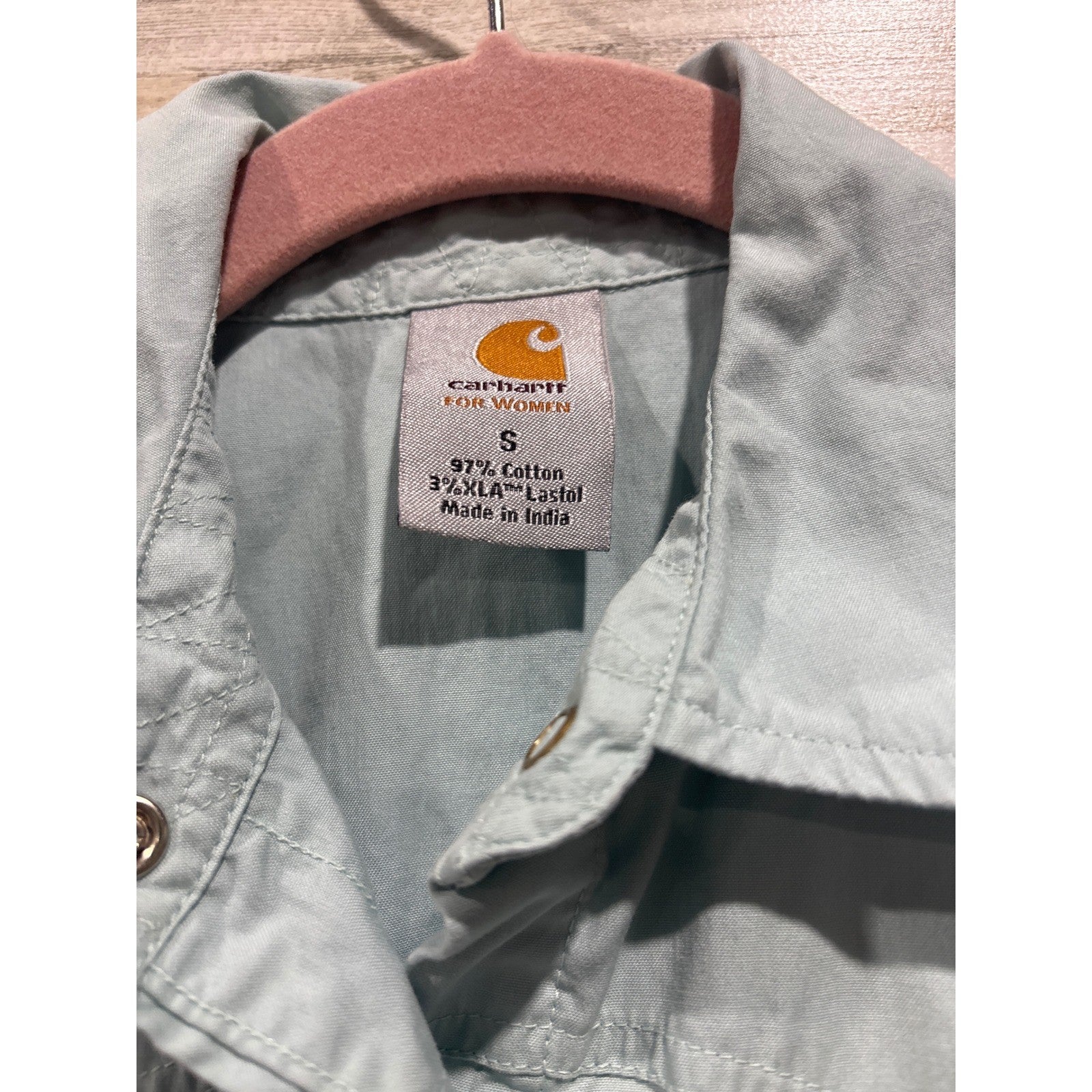 Carhartt Sleeveless Shirt Women S Blue Pearl Snap Western Workwear EUC1