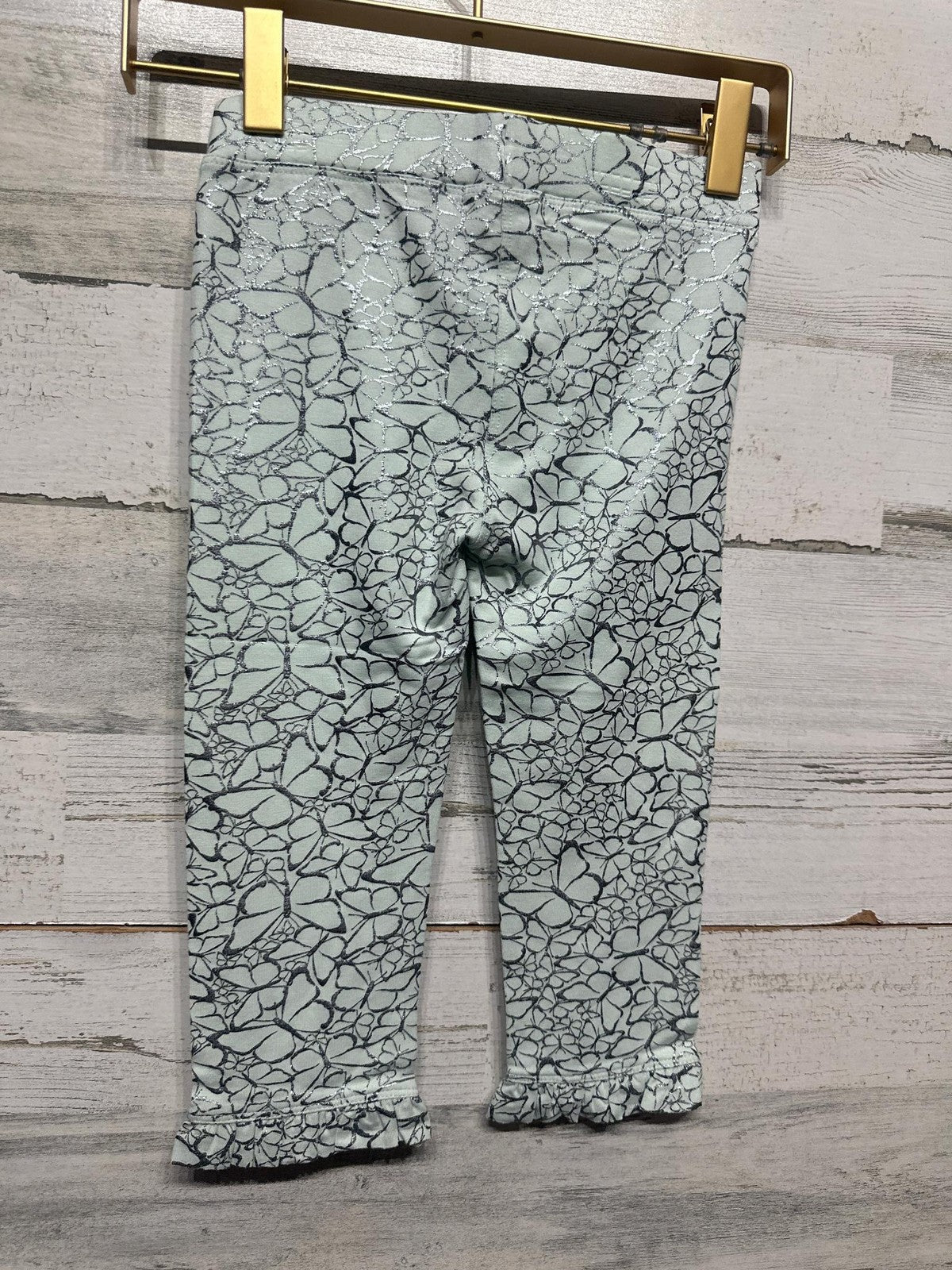 Imoga Leggings Girls Size 5 Mint Green Silver Butterfly Eden Ruffle NWT2