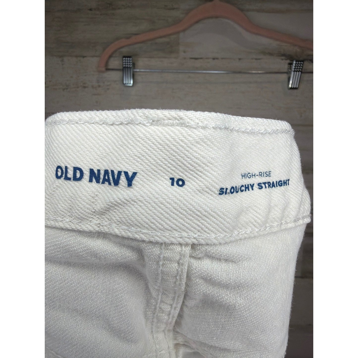 Old Navy Denim Shorts Women Size 10 White High-Rise Slouchy Straight Coastal GUC4