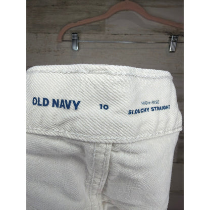 Old Navy Denim Shorts Women Size 10 White High-Rise Slouchy Straight Coastal GUC4