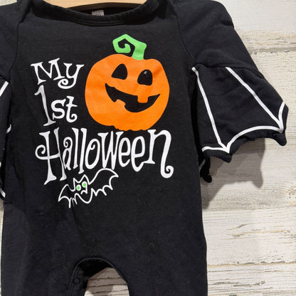 My 1st Halloween Bat Wing Romper Baby 6-9m (70) Black Cotton Spandex Spooky2