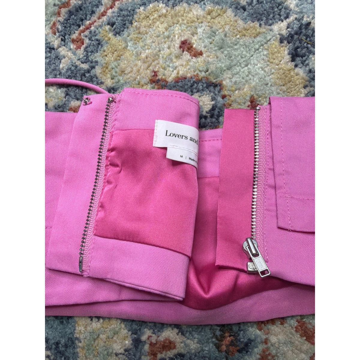 Lovers and Friends Crop Top Women Medium Pink Spaghetti Strap Tiered EUC5