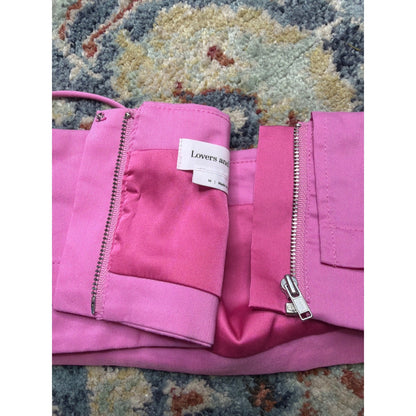 Lovers and Friends Crop Top Women Medium Pink Spaghetti Strap Tiered EUC5