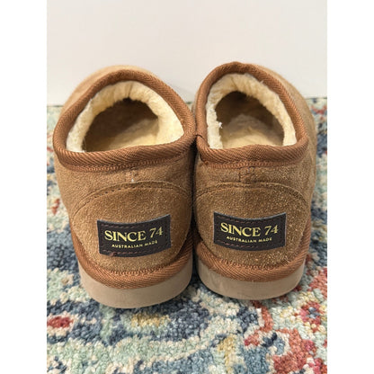 Australian Made Slippers Kids Size 4 Youth Brown Shearling Suede Cozy4