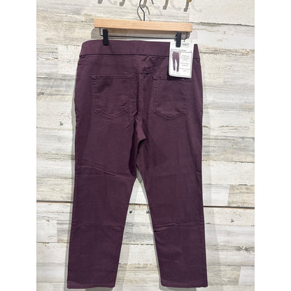 Nine West Jeans Women 14 Purple Heidi Pull On Straight Leg Dark Academia NWT2