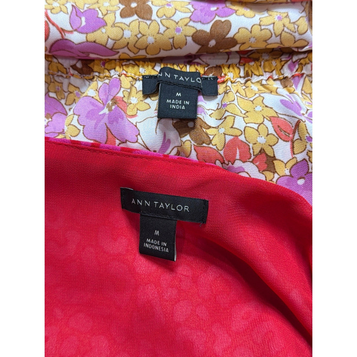 Ann Taylor Cami Bundle Women Medium Pink Yellow Floral Leopard EUC3