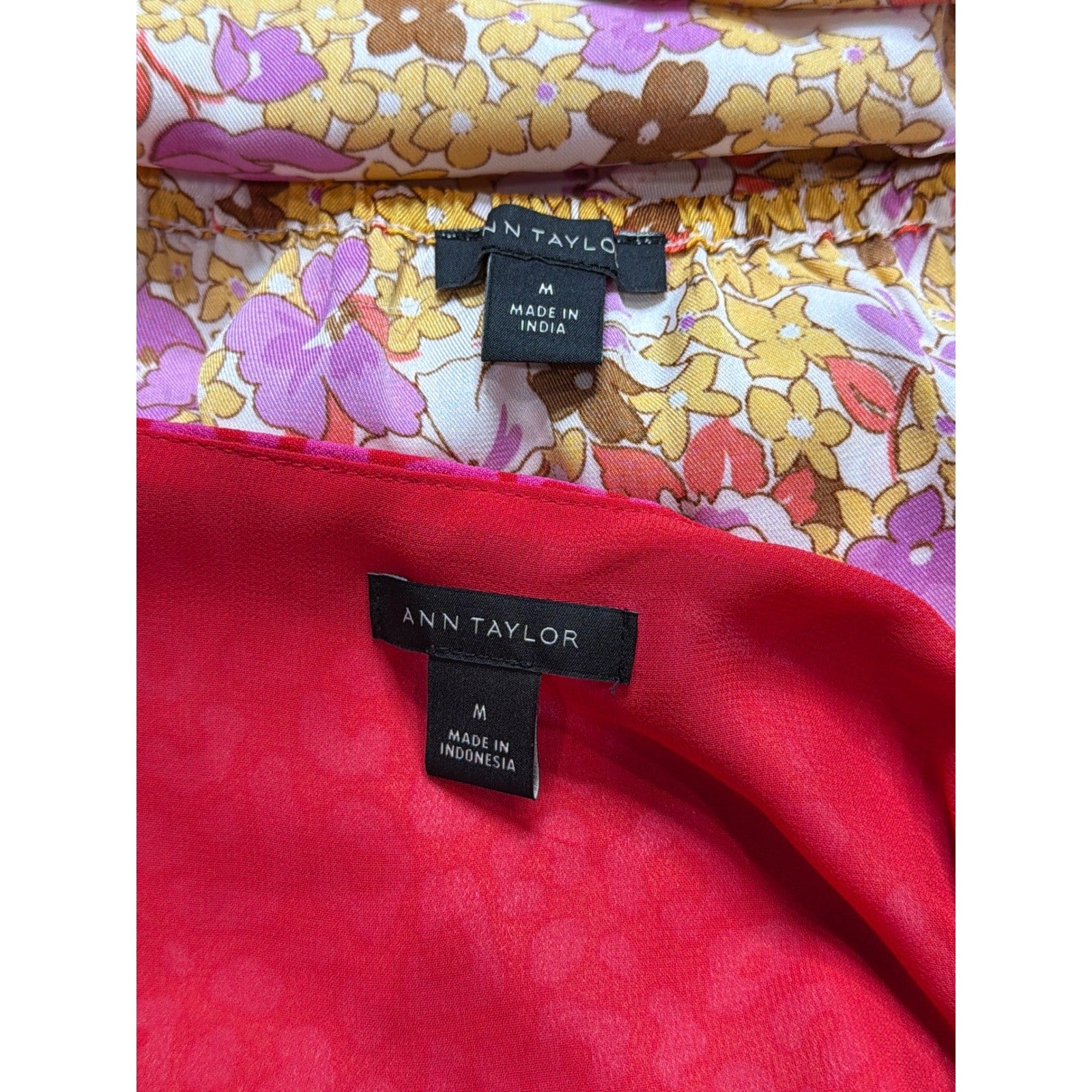 Ann Taylor Cami Bundle Women Medium Pink Yellow Floral Leopard EUC3