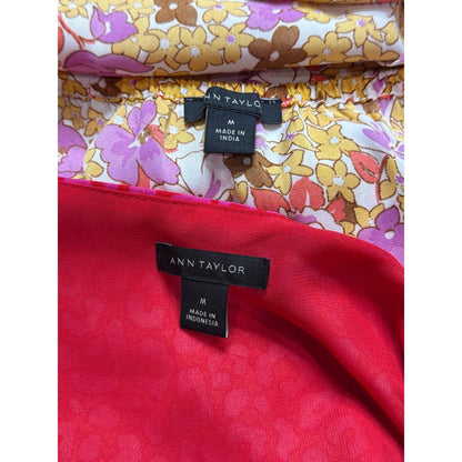 Ann Taylor Cami Bundle Women Medium Pink Yellow Floral Leopard EUC3