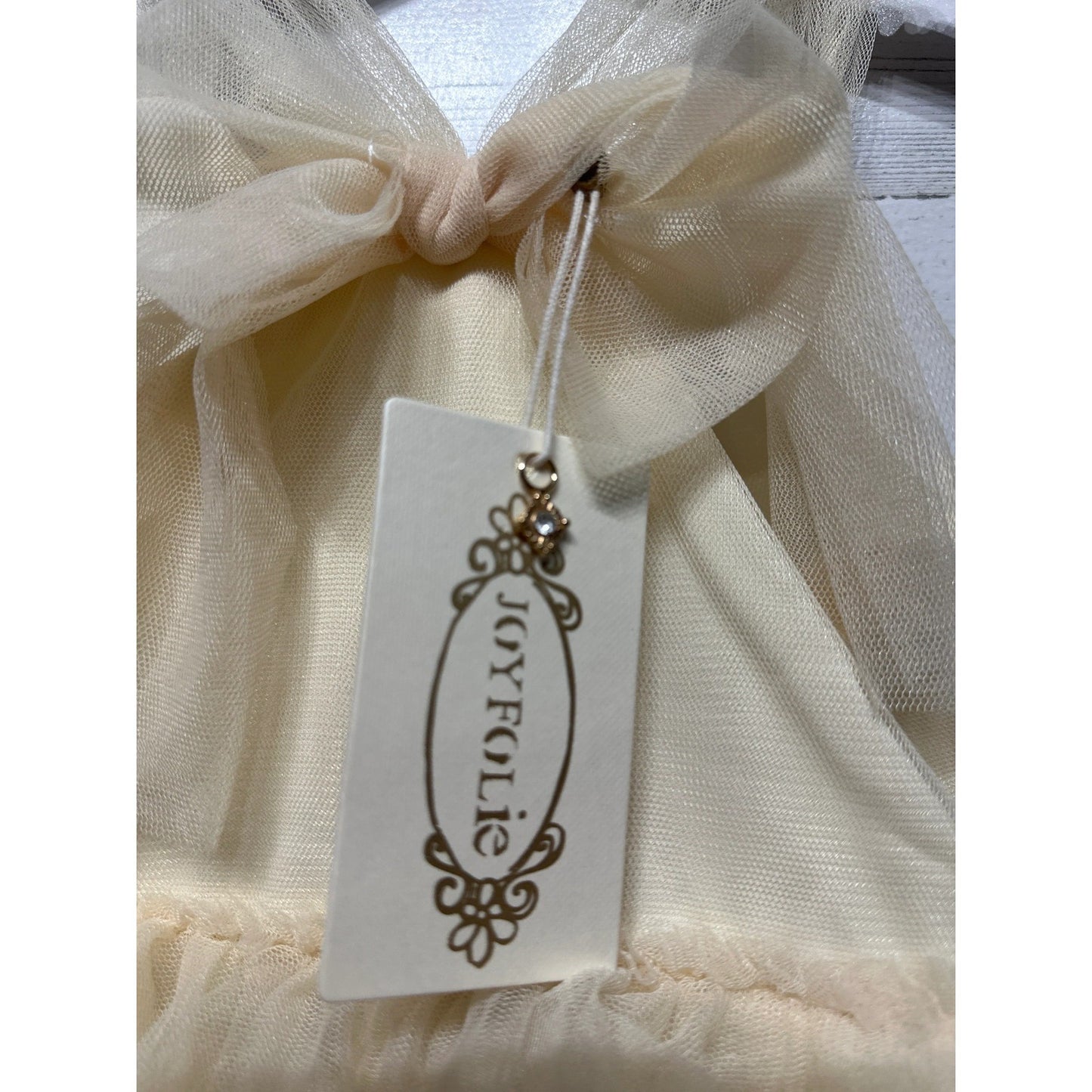 Joyfolie Tulle Dress Girls Size 4 Ivory Tiered Glitter Ruffle NWT2