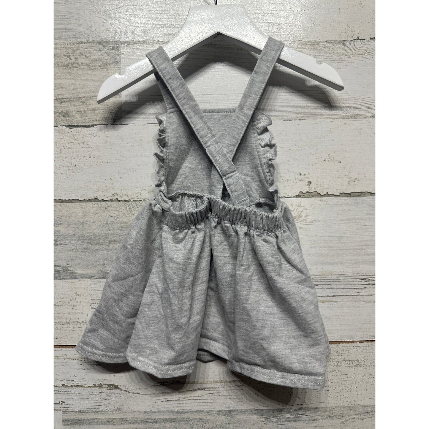 Disney Minnie Mouse Pinafore Dress Girls 18m Gray Ruffle Glitter EUC1