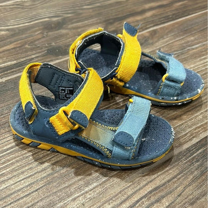 Boys Size 8 Toddler Blue Yellow Strappy Sporty Sandals0